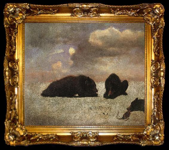 framed  Bierstadt, Albert Grizzly Bears, ta009-2
